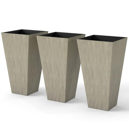 28 in Tall Planters for Outdoor Plants with Drainage Holes (3 Count)