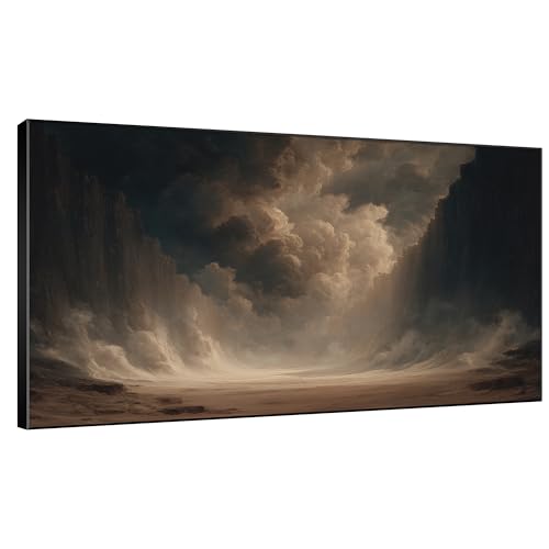 36"x60" Extra Large Framed Wall Art Dramatic Canyon Storm Cloudscape Illustration for Home Living Room Bedroom Decor