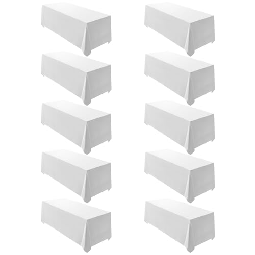 10 Pack 90x156 Inch White Tablecloth for 8 Foot Rectangle Tables (10 Count)