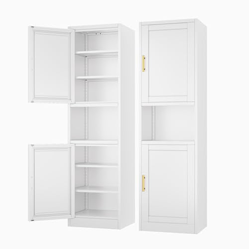 Tall Narrow Storage Cabinet 66.93" H Tall Bathroom Cabinets Metal Pantry Cabinet