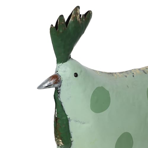 21" Tall Outdoor Metal Polka Dot Standing Hen Yard Statue
