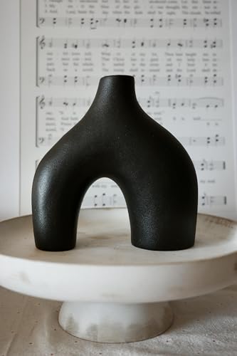 Black Ceramic Modern Vase Set of 2 (2 Count)