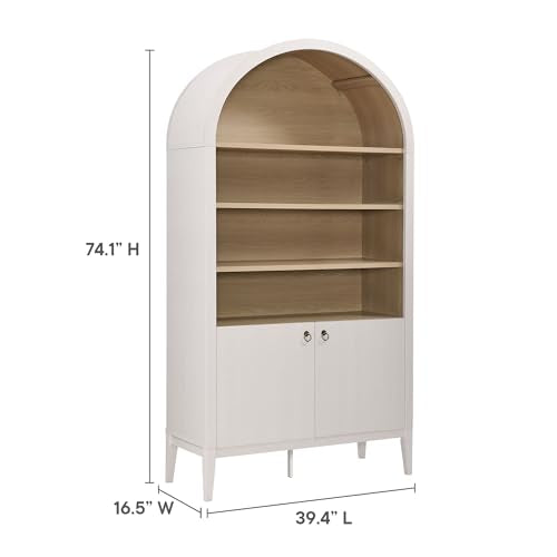 Nolan Tall Arched Storage Display Cabinet in Ivory