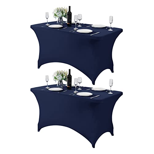 2Pack Spandex Table Cover for 4FT or 6ft or 9ft Table Universal Fitted Stretch Tablecloth for Party (2 Count)