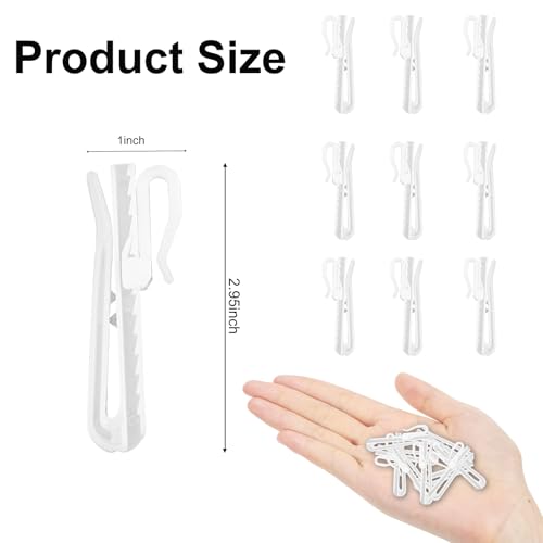 20 PCS Plastic Curtain Hooks Adjustable Pinch Pleat Curtain Clips Room Divider Curtain Hooks for Drapes (20 Count)