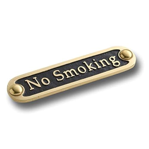 No Smoking Brass Door Sign. Traditional Style Home Décor Wall Plaque Handmade By The Metal Foundry UK