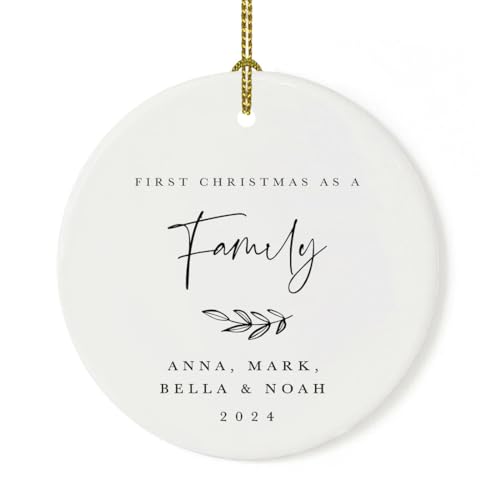 Personalized Round Ceramic Porcelain Christmas Tree Ornament Keepsake Collectible Gift