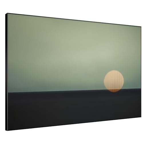 36"x46" Extra Large Framed Wall Art Minimalist Seascape Sunset with Golden Sun on Horizon for Home Living Room Bedroom