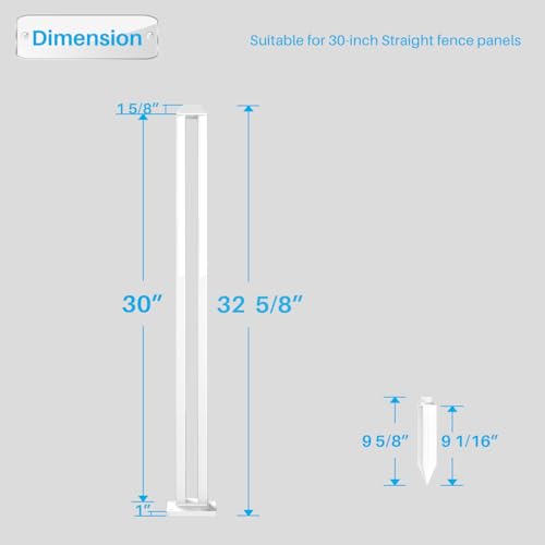 Vinyl Picket Fencing Post Kit 30" High for Straight PVC Decorative Fencings