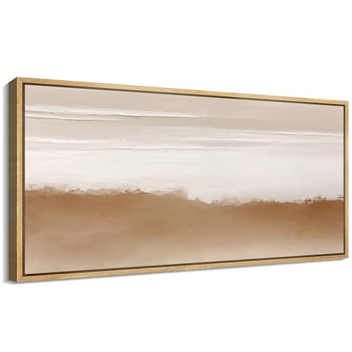 Extra Large Framed Canvas Print Wall Art Minimalist Abstract Terracotta and White Retro Fine Art Illustrations Decorative Colorful for Bedroom