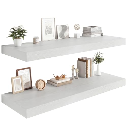 48 x 12 Deep Floating Shelves Wall Mounted Set of 2 White (2 Count)