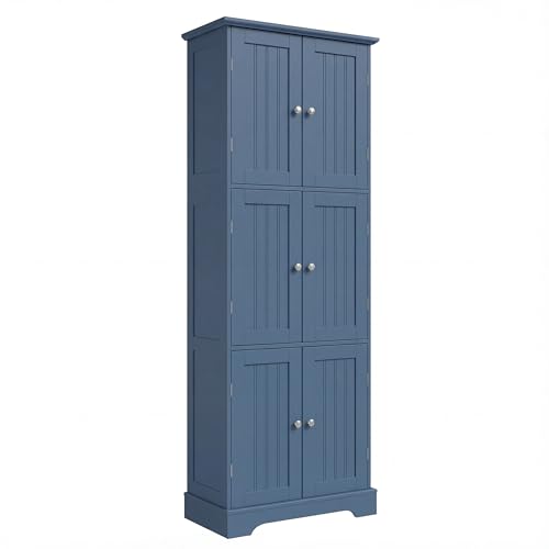 63.2" Tall Bathroom Storage Cabinet with 6 Doors