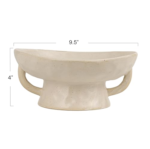 Stoneware Footed Pedestal Bowl with Handles