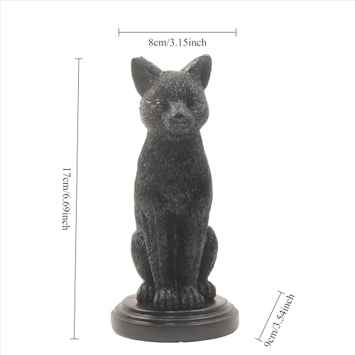 Gothic Black Cat Candle Holder Statue