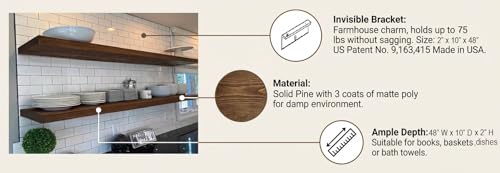 48 Inch Wooden Floating Shelves for Wall