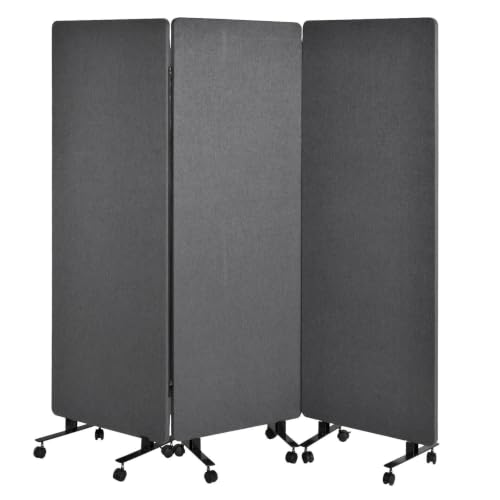 72in 3 Panel Soundproof Room Divider with Wheels