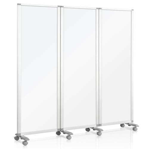 SWANCROWN Office Partitions 71x71 in 3 Panel Room Dividers on Wheel
