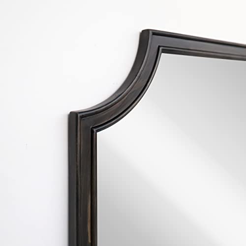 20" x 30" Full Scalloped Corners Arch Rectangle Wall Mirror with Wood Frame for Entryway