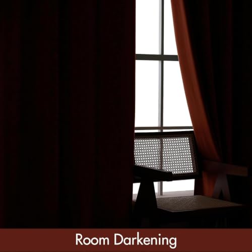 Fall Burnt Orange Blackout Velvet Curtains 84 Inch Long 52"x84" Soft (2 Count)