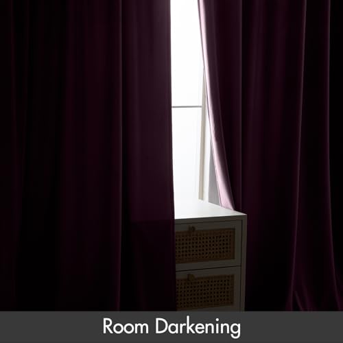 Purple Orchid Blackout Velvet Curtains Drapes 84 Inch Long 52"x84" (2 Count)