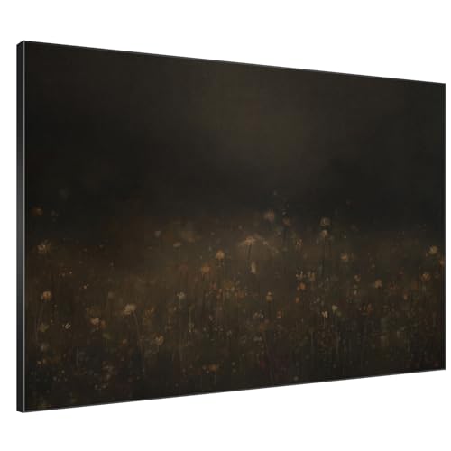 60"x72" Extra Large Framed Wall Art Dark Floral Meadow Moody Wildflower Field in Deep Earthy Tones Illustration for Home Living Room Bedroom Decor