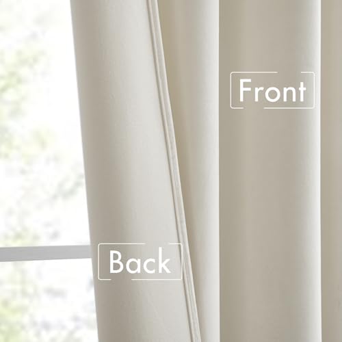 Ivory White Velvet Pinch Pleat Blackout Curtains W52 X L90 Inches (2 Count)