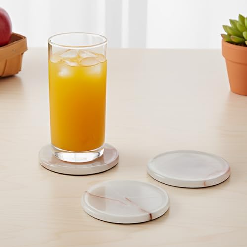 Round Marble Coasters Set of 6 with Holder