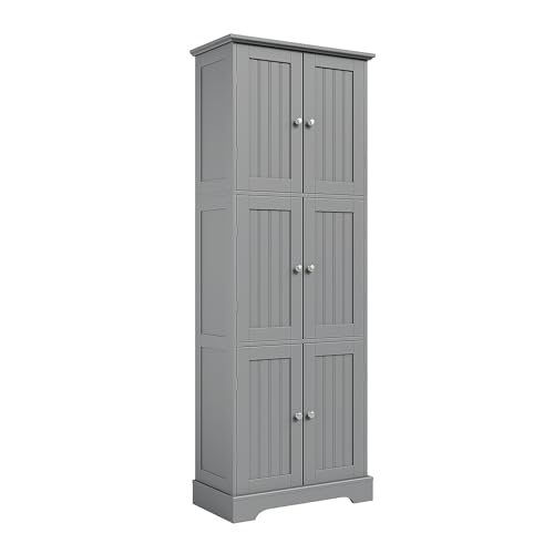63.2" Tall Bathroom Storage Cabinet with 6 Doors
