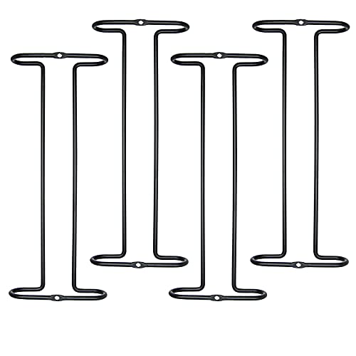 10 Inch Wine Glass Rack Under Cabinet Shelf Stemware Storage Hanging Hanger Organizer Glasses Holder with Drying Under Counter Metal for Kitchen and Bar Set of 2 Black (2 Count)
