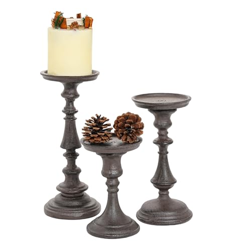 Rustic Cast Iron Pillar Candle Holder