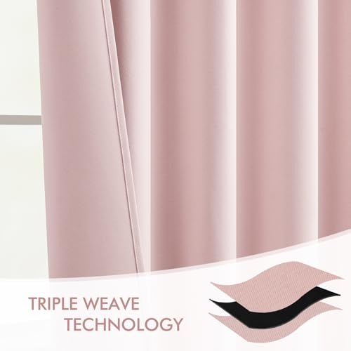 Light Pink Back Tab Blackout Curtains 52x63 Inches Long 2 Panels Set (2 Count)