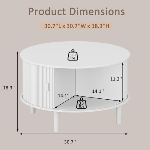 Round Coffee Table with Storage