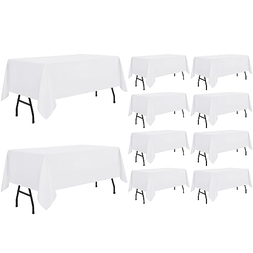10 Pack White Rectangle Tablecloth (10 Count)