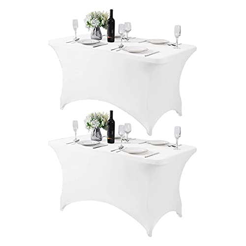 2Pack Spandex Table Cover for 4FT or 6ft or 8ft Table Universal Fitted Stretch Tablecloth for Party (2 Count)