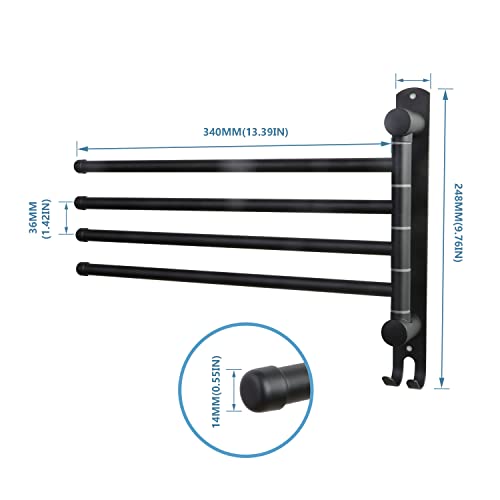 Black Towel Rack JSVER Swivel Towel Rack Wall Mounted