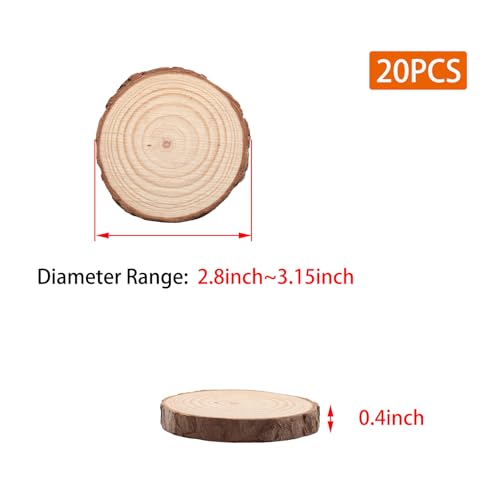 Natural Wood Slices for Wedding Decor (20 Count)