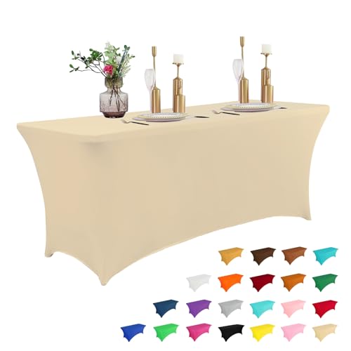 4FT Table Cloth for Rectangular Spandex Champagne Table Cover
