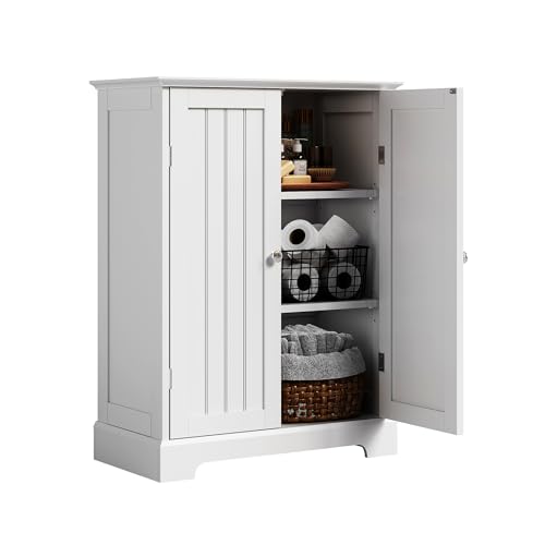 Bathroom Floor Cabinet with 2 Doors and Adjustable Shelves