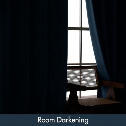 Dark Slate Blackout Velvet Curtains Drapes 84 Inch Long 52"x84" (2 Count)