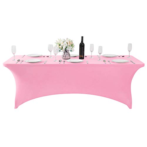 2Pack Spandex Table Cover for 8FT or 4ft or 6ft Table Universal Fitted Stretch Tablecloth for Party