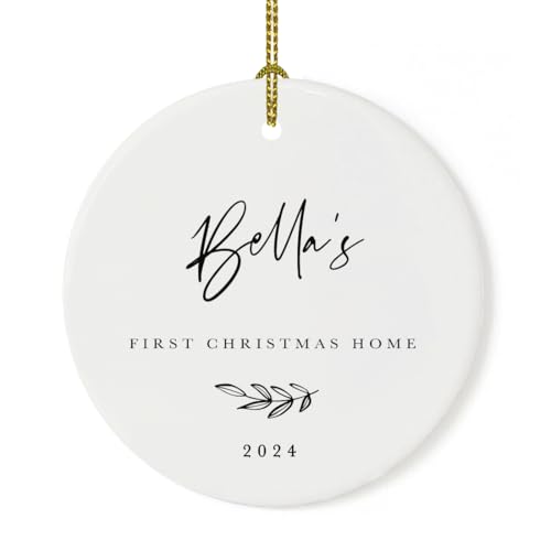 Personalized Dog Cat Pet Adoption Round Ceramic Porcelain Christmas Tree Ornament Engagement Collectible Gift for Baby