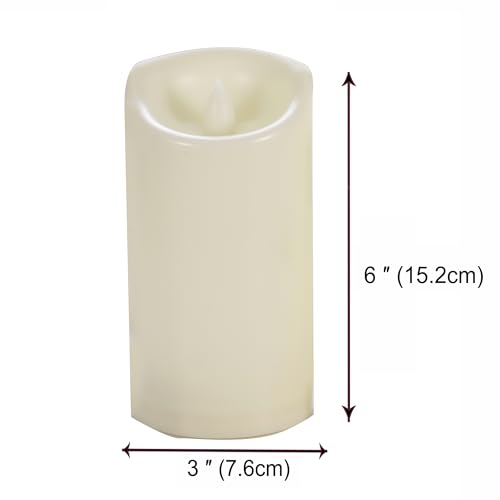 Outdoor Battery Operated Flameless LED Candles with Timer 3x6 Inches 3 Pack (3 Count)