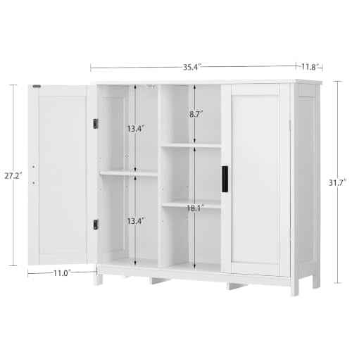 Storage Cabinet with 2 Doors and 4 Storage Shelves