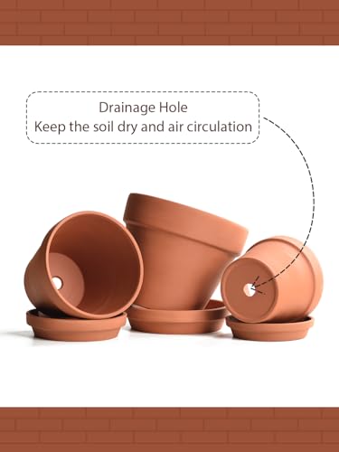 Terracotta Pots Set with Saucer (3 Count)