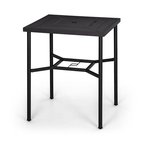 32" x 32" x 38" Bar Height Outdoor Table Square for 4 Metal Black