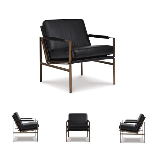 Puckman Modern Black Leather Accent Chair
