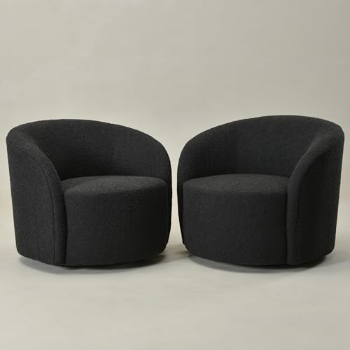 68" Boucle Loveseat Couch with 2 Swivel Barrel Chairs (3 Count)
