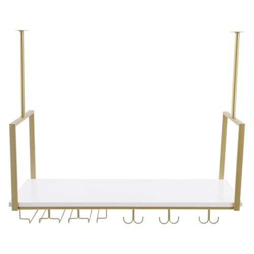 Industrial Wall Mounted Wine Rack with Glass Holder Shelf