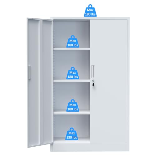 Metal Storage Cabinet with Locking Doors and Adjustable Shelves