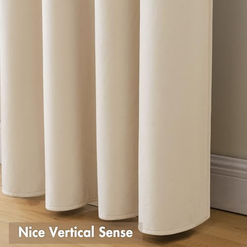 Beige Blackout Velvet Curtains Drapes 96 Inch Long 52"x96" Bedroom (2 Count)